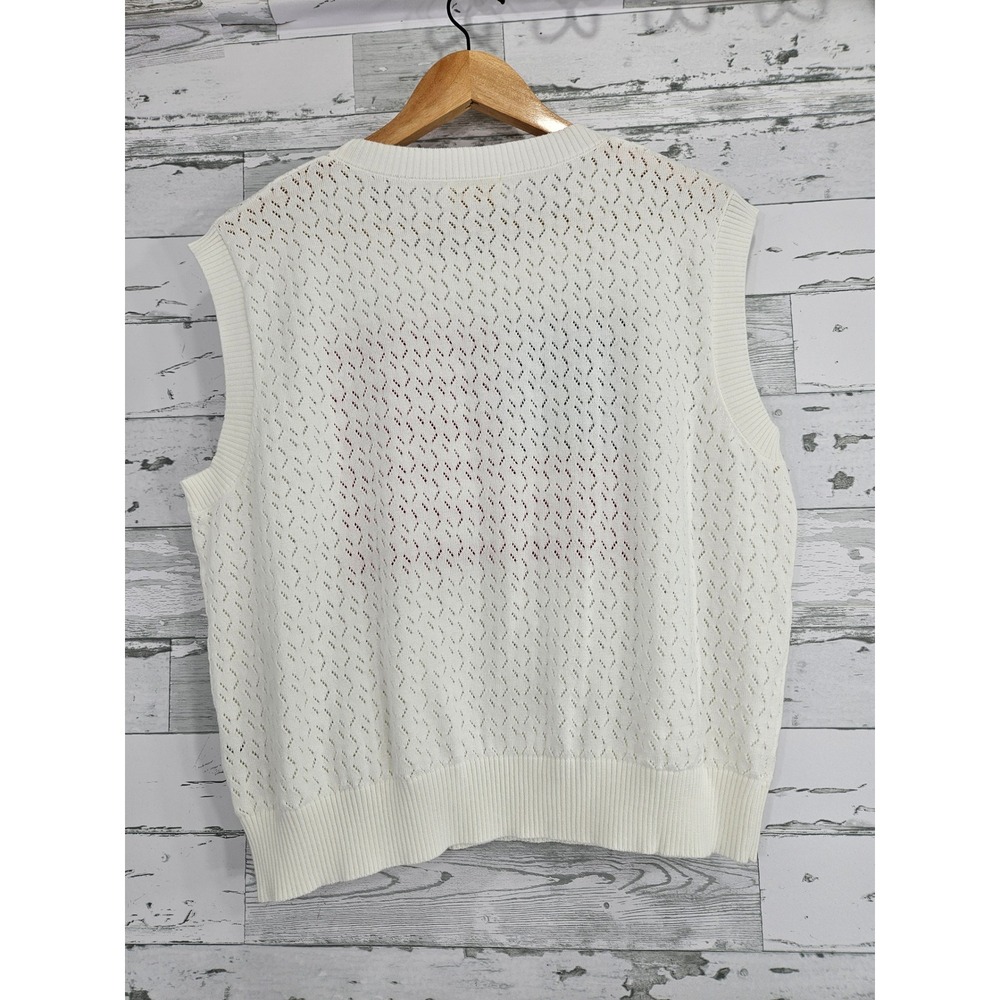 SSYS The Label American Flag Pointelle Sweater Vest White XL Patriotic Cotton - Picture 2 of 6